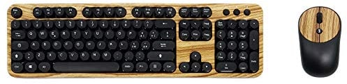 Tastiera e mouse Wireless QWERTY italiana con tastierino numerico KIT Typewriter retro vintage Color Wood