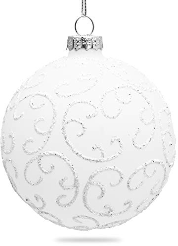 SIKORA Highlights 4er Set ausgefallene Christbaumkugeln aus Glas Weiss, Farbe/Modell:Modell Florenz Weiss, Größe:8 cm