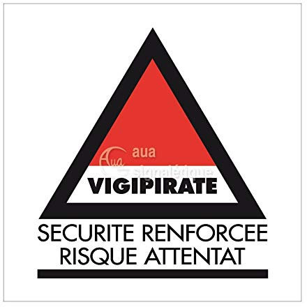 AUA SIGNALETIQUE - Panneau Vigipirate Sécurité Renforcée - 130x130 mm, Vinyl adhésif