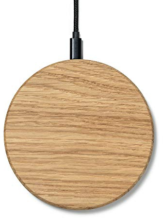Oakywood Slim Wireless Charger - Premium Wooden Fast Wireless Charger Compatible with QI-Enabled Devices, Compatible with iPhone 12, 11 Pro, 11, X, Xr, Xs, 8, SE Samsung Galaxy S20, S10, S9, S8 (Oak)
