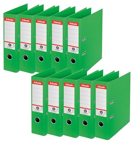 Esselte No.1 Ordner A4, 10er Set, Aktenordner 75 mm Rückenbreite, 100% recycelbar, grün, 627567
