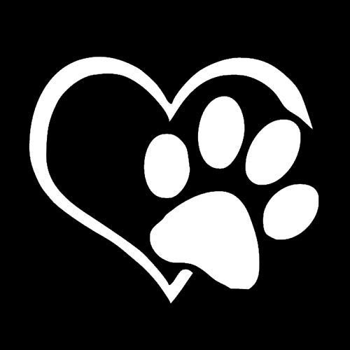 Aufkleber Pfoten Auto Hunde Sticker Katzen Tatze Emblem Hund Tier Herz Weiß