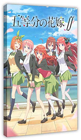 Anime-Poster The Quintessential Quintuplets, 1 x Leinwand-Poster, Schlafzimmer, Dekoration, Sport, Landschaft, Büro, Raumdekoration, Geschenk, 60 x 90 cm, Rahmen