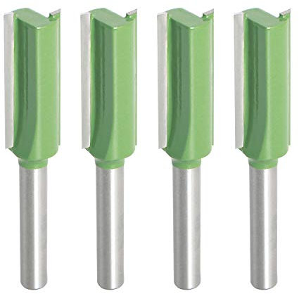 Aopin Router Bit 12mm Cutting Dia 6mm Shank Dia Double Flute Straight Bit Carbide for Woodworking Milling Cutter Tool, Green, Silver, 4Pcs