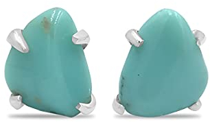 Starborn Roh Türkis Edelstein Ohrstecker 925 Sterling Silber (Turquoise)
