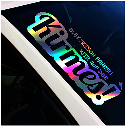 Finest Folia Frontscheibenaufkleber Schriftzug Elektrisch Fahren Kirmes Aufkleber für Windschutzscheibe Heckscheibe Frontscheibe Auto Fahrzeug Dekor Sticker FS125 (Hologramm, Außenklebend)