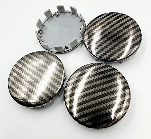 BizTech ® 4 x Universal-Radkappen-Set, Karbonfaser-Effekt, für Auto-Legierung, ohne Logo, einfarbiges Emblem, 68 mm, kompatibel mit BMW Felgen, Radnabenabdeckung