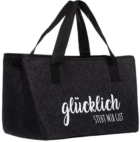 Brandsseller Filztasche | Freizeittasche aus Filz | Praktische Shoppingbag | Einkaufstasche mit Schriftzug | ca. 40 x 26,5 x 21 cm