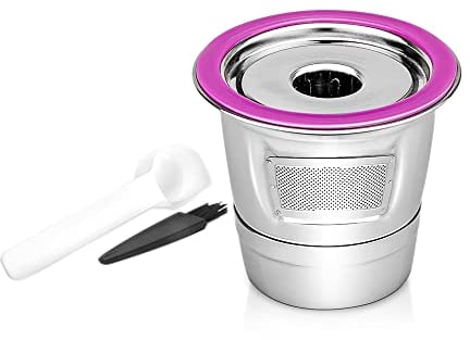 WANGCL Reusable K Cup Coffee Pod Metal Filter, Compatible with Keurig 1.0 2.0 K-Mini K-Slim K-Duo & Other K-Series and Select Models, with Brush and Spoon