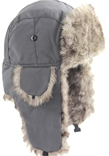 Ciamlir Russische Mütze Wintermütze Warm Halten Unisex Winter Trapper Aviator Trooper Ohrenklappe Russische Ski-Ushanka-Mütze Bomber Kunstpelzmützen, Grau, 50-60 cm