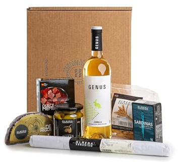 OLMEDA ORÍGENES - Olmeda Super Gourmet Geschenke für Feinschmecker - Sortiment an Weinen, Wurstwaren, Tapas, Konserven, Snacks und Süßigkeiten (Spanische Produkte)