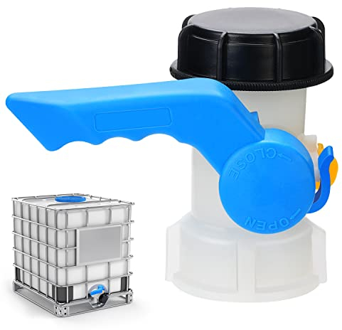 drado IBC Container Klappenhahn DN40 (62mm) Absperrhahn Tank Adapter, IBC Tank Zubehör, IBC Wassertank Adapter Universal Klappenhah für Wassertank