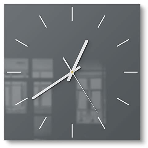 DEQORI Reloj de cristal | 30 x 30 cm | colores lisos – gris oscuro | inusual reloj de diseño silencioso de cristal | reloj de pared para salón y cocina | moderno reloj llamativo para la pared