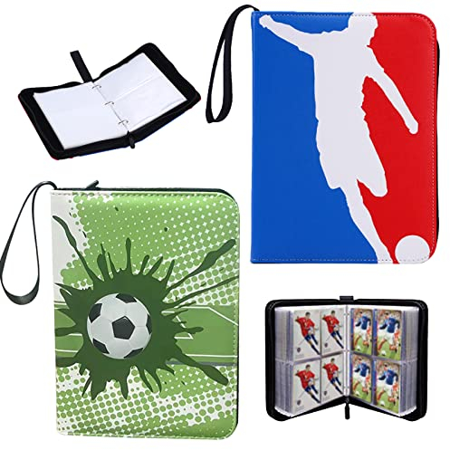 2 Stück Sammelalbum Fußball, Fußballkarten Karten Album 2 x 400 Karten Trainer Sammelkartenalben Kartenbox Karten Ordner Heft für Fußball Hockey Karten Sammelkarten Sammeln