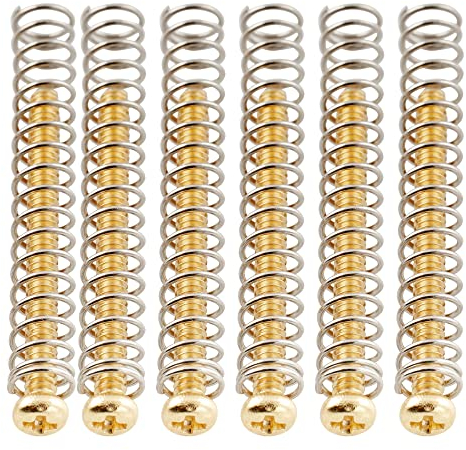 Musiclily Ultra UNC#3-48x1,1 Inch Vis et Ressorts en Acier Inoxydable Micros Humbucker pour Guitare électrique USA, Doré (Lot de 6)