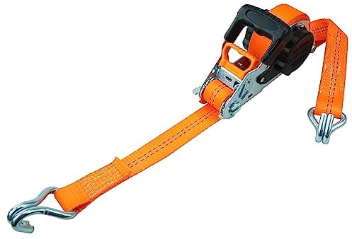 PETEX Sangle d'arrimage Automatique à cliquet - 1 pièce - 5 m x 35 mm - 1000/2000 daN - Orange - Double Crochet