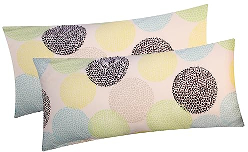 Kissenbezug 2er Set 40x80cm Kreise und Punkte (KY-670/1-G-40x80) | 100% Baumwolle, Kopfkissen-Bezug, Kissenhülle, Dekokissenbezug, Reißverschluss