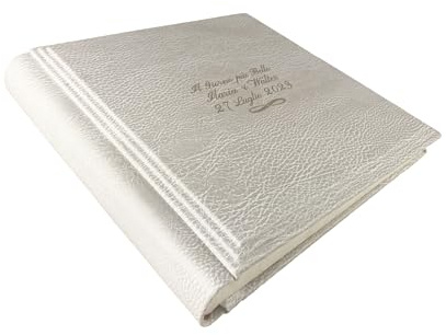 Fotoalbum - Elios Vintage - handgefertigte Herstellung aus Kunstleder, personalisierbar mit Gravur. Ideal für Hochzeiten, Jubiläen und alle Veranstaltungen (Polar)