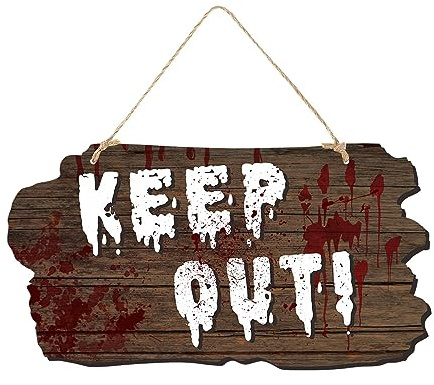 Raxove Gruseliges Halloween-Türschild, Halloween-Türhänger, Halloween-Keep-Out-Türhänger, Front-Danger-Türhänger, Skelette, Palmen, Wandschild für Halloween, Heimdekoration für Tür, Fenster