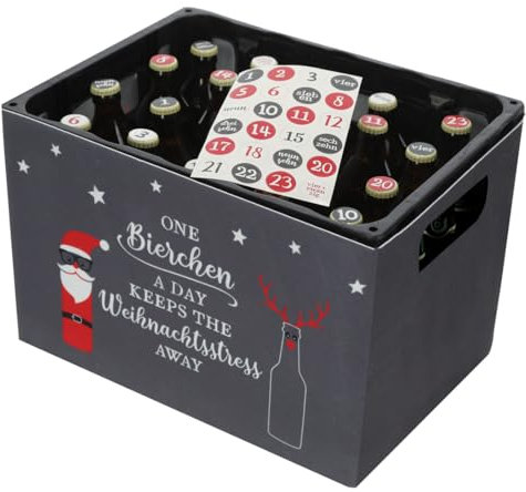 Adventskalender Bastelset für Bierkasten DIY mit 24 Zahlensticker für Kronkorken - Bastelset Advent Bier, Do it yourself, Weihnachten