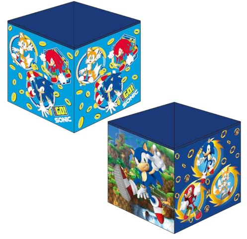 GAMER Officially Licensed Storage Boxes | 2 pack Foldable Storage Cubes Design | Perfect For Organising Children's Room, Kids Playroom (Sonic Speed Design)