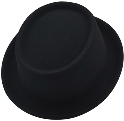 Willheoy Pork Pie Hats for Men Women Black 100% Pure Wool Porkpie Fedora Hat with Short Brim Derby Hat
