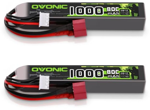 OVONIC 3S Lipo Lot de 2 batteries Lipo 11,1 V 80 C 1000 mAh avec Deans T pour pistolets Airsoft