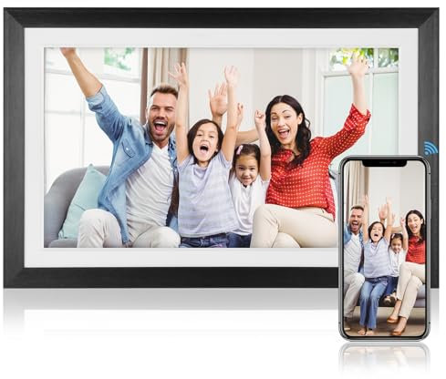 Digitaler Bilderrahmen, 15,6 Zoll WiFi, Großer Digitaler Bilderrahmen mit IPS Full HD Touchscreen, Automatischer Drehung, Einfache Einrichtung Zum Teilen von Fotos oder Videos