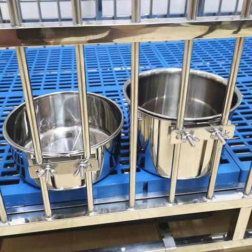 Wrifazaly Stainless Steel Dog Bowls, 2 Pack No Spill Dog Crate Water and Food Bowls for Kennel Cage, Kennel Water Bowl Hanging Dog Feeder Dish for Dogs Cat Pets, 40oz & 60oz