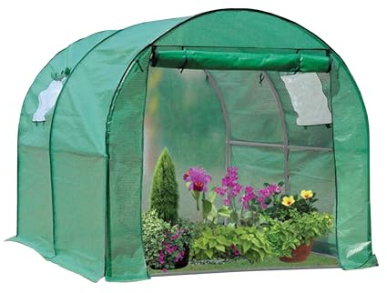 NATIV Robustes Foliengewächshaus, Tomaten Gewächshaus mit 2 Fenstern, Tomatenzelt aus Stabiler Gewächshausfolie, Tomatenhaus mit aufrollbarer Türe, Überwinterungszelt für Pflanzen 300 x 200 x 200 cm