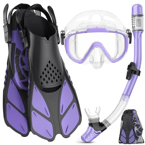 Ubekezele Schnorchelausrüstung für Erwachsene 4in1 Set mit Maske Schnorchel