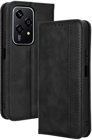 XINNI Housse pour Telephone Honor 200 Lite 5G Etui, PU/TPU Retourner Cuir Coque Magnétique Portefeuille, Noir