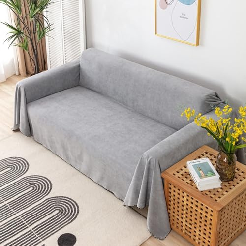 AMDXD Couchbezug, Einfarbig Muster Couchbezug Zweisitzer, rutschfeste Sofahusse in Polyester für Hunde Haustierfreundliche - 180x130CM, Grau