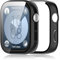 Haofun 2 Pezzi Cover per Huawei Watch Fit 3, con 9H HD Ultra Vetro Temperato Pellicola Protettiva, PC Protettiva Custodia, Protezione Completa, Anti-Fall - Nero