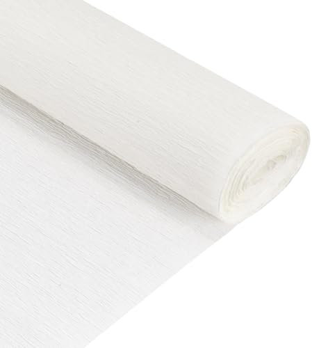 QUARKZMAN Krepppapier 50 x 210 cm Kräuselpapier Pastell Crepe Paper Seidenpapier Floristenkrepp Crepe-Papier zum Basteln Dekoration Geschenk Verpackung Blumen, Weiß