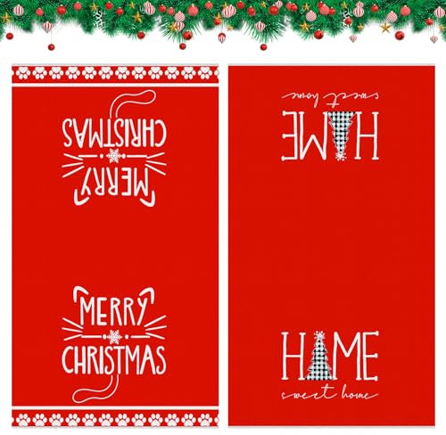 Cosiesnest 2 Stück Geschirrtücher Weihnachten KüChentücher 45 * 66cm Super Saugstarke Geschirrhandtücher Küchenhandtücher Weihnachten Weiche und Langlebige Küchentücher Baumwolle