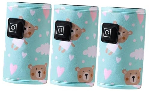 TOYANDONA 3piezas Calentador De Biberones Portátil Usb Funda Aislante Para Mantener Leche Templada Para Salidas Bebés Diseño Adorable Oso