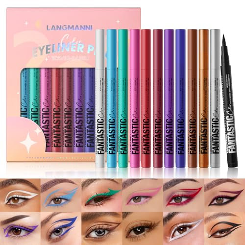 Beauty Searcher 12 Farben Matte Flüssig-Eyeliner-Set, Ultra-Präzision, schnell trocknend, glatt gleitend, wischfest, wasserfest pigmentierter Flüssig-Eyeliner Makeup-Geschenk-Set