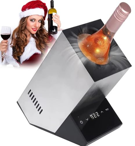 XNZJHPP Wine Chiller Electric,Single Bottle Wine Cooler in Stainless Steel,750ml Wine Bottle Chiller,Rapid Beverage,Drink Chiller,for the Wine Lover (Grey)