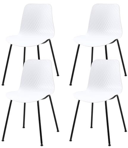 Achiemart Esszimmerstühle 4er Set, Küchenstuhl Kunststoff mit Metallbeinen & Rückenlehnen, Schalenstuhl Wohnzimmerstühle Bistrostuhl für Esszimmer Büro Garten(Weiß)