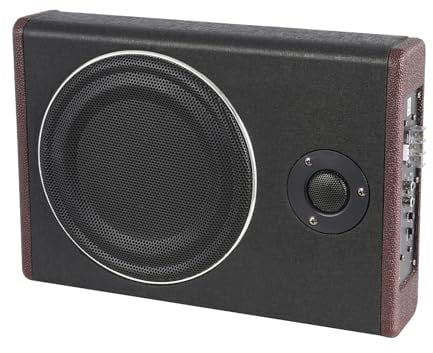 lousriyy 8 Inch Under Seat Subwoofer 12V Sub Woofer Car Audio Speaker 600W Active Auto Subwoofer with Built-In Amplifie Underseat Thin Amplifier Car Bass Box for all Vehicle