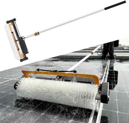 QFGain Elektrische Solar-Photovoltaik-Panel-Reinigung, Automatisch Rotierende BüRste Und Wassergespeiste Stange 7,5 M, Ausziehbare Wasch Werkzeug, Waschen Mit Wasser Oder TrockenbüRsten,Rechargeable