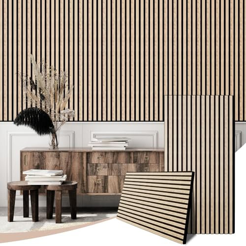 AKK-STAVE 3D Akustikpaneele Wandpaneele Holzoptik 120x60cm 2er Set - schallabsorbierend mit Filzuntergrund, für Wohnzimmer Büro Schlafzimmer (13# Klassik Eiche)