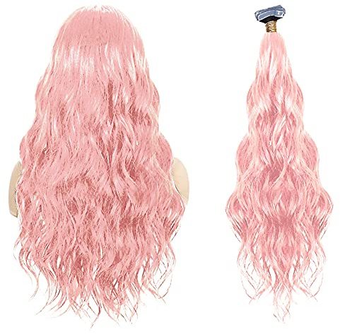 #pink,22in,Tape in Extensions Remy Echthaar, Unsichtbares Haarteil Echtes Naturhaar Extensions Kann gebleicht werden, Echthaar-Perücken, Echthaarverlängerungen für Frauen