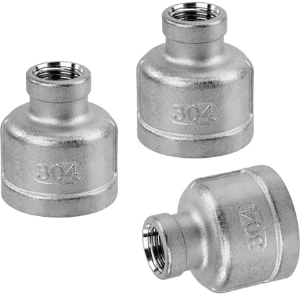 Raccordi per Tubi in Acciaio Inossidabile, 3 Pezzi 3/4 Femmina a 1/4 Femmina Filettatura Acciaio Inox 304 Connettore Riduttore di Accoppiamento per Acqua, Collegamento, Conversione