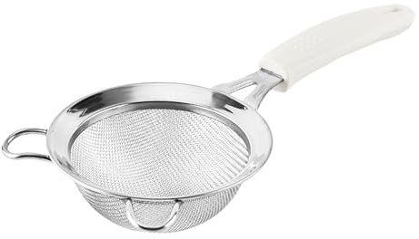 Flour Sieve, Double Layer Stainless Steel 500 Micron Metal Sieve, Baking Sieve for Rinsing, Draining Sieving, Filtering Food