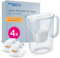 BRITA Caraffa filtrante Style Essential Blanca (2.4L) incl. 4x MAXTRA PRO Expert in calce | compatibile con la porta del frigorifero, con indicatore LED, filtra calce, metalli e molto altro ancora