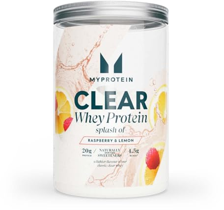 Myprotein Clear Whey Splash Protein Powder | 20g Protein Per Serving | Hydrolysed Whey Isolate | Low Calorie, Zero Sugar Clear Protein Drink | Refreshing Protein Juice (Raspberry & Lemon)