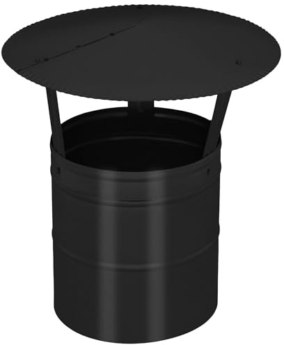 KOTARBAU® Comignolo Antivento - Comignolo Canna Fumaria - Acciaio Zincato e Verniciato a Polver - ø 200 mm - Nero - Terminale Canna Fumaria - Cappello per Camino - Fumaiolo Stufa a Pelle