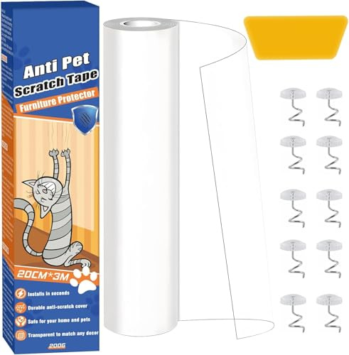 Cat Anti Scratch Tape, Traceless Sofa Protectors from Pets, Wear-resistant Anti Scratch Furniture Protector to Stop Cats Scratching Furniture, Transparent Door Protector for Carpet, Couch
